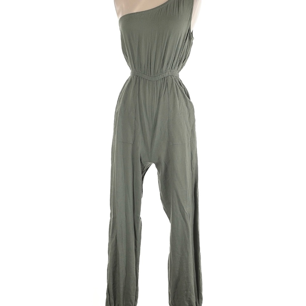 Olive Green One-Shoulder Jumpsuit